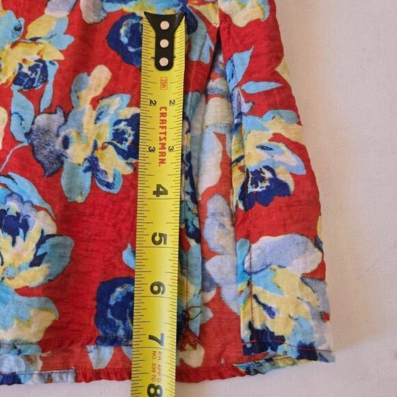 Multiples Women's Floral Long Sleeve Pleated Tunic Top Blouse Red Blue Size 1X - Picture 11 of 13